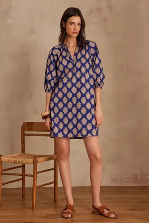 MAISON 123 Vestido leana de algodón estampado