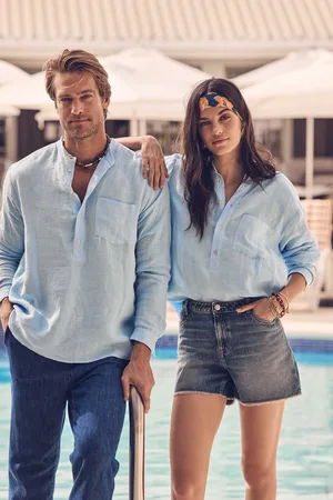 MAISON 123 Camisa unisex de lino parker