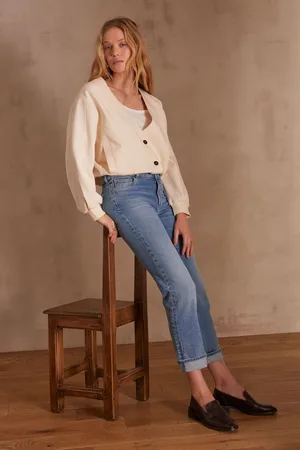 MAISON 123 Vaqueros lea cropped