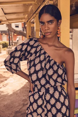 MAISON 123 Blusa asimétrica de algodón choulder