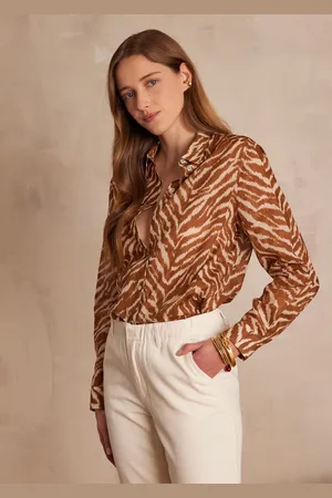 MAISON 123 Blusa colette de algodón con estampado de cebra
