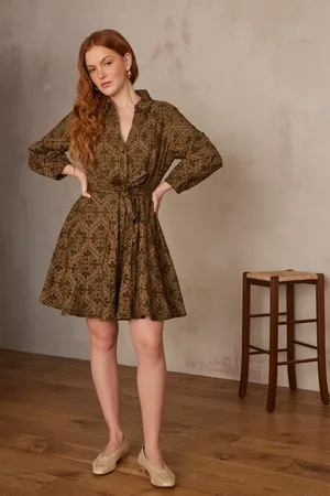 MAISON 123 Vestido lise bordado de algodón