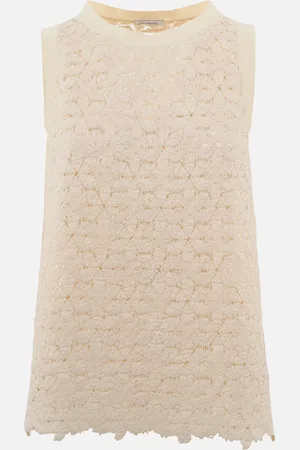 Malo Camiseta de tirantes de algodón macramé