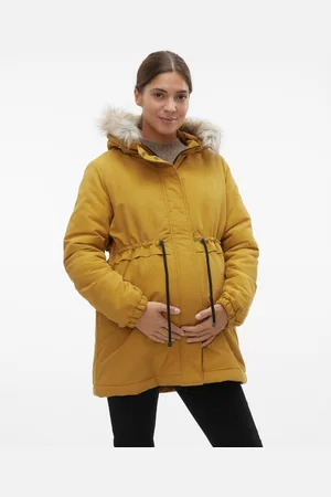Mama;licious Chaquetas Capucha Con Borde De Piel Sintética Desmontable