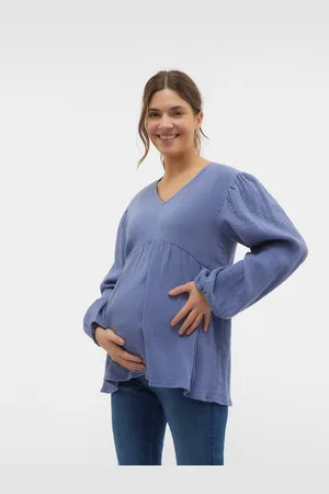 Mama;licious Tops Corte Regular Cuello En V Puños Elásticos Mangas Globo