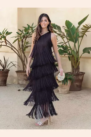 Mariquita Trasquilá Vestido flecos chocolat xs