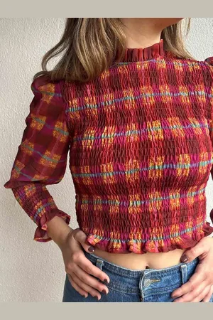 Mariquita Trasquilá Blusa fruncida cuadros talla única