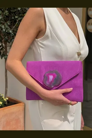 Mariquita Trasquilá Cartera piedra ágata fucsia piedra ágata