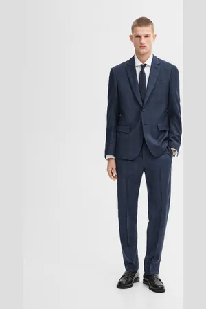 Massimo Dutti Americana Traje Cuadros Mezcla Lana