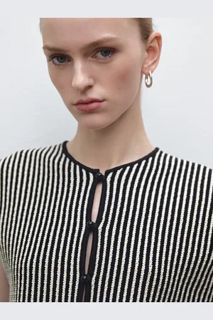 Massimo Dutti Chaleco Punto Cropped Rayas