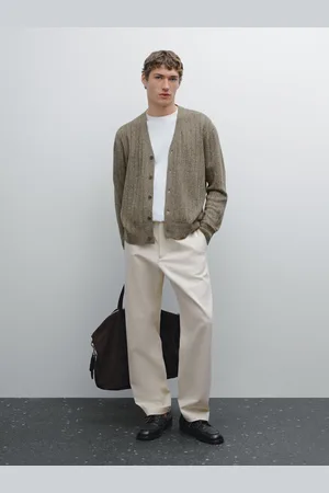Massimo Dutti Cárdigan Acanalado Mezcla Algodón Lino