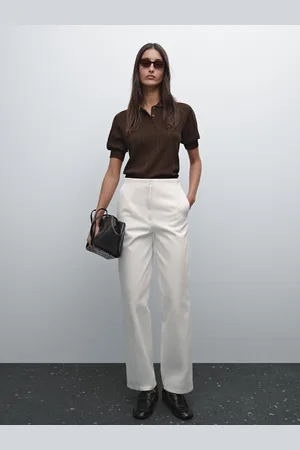 Massimo Dutti Pantalón Ancho Sin Cinturilla Algodón