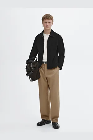 Massimo Dutti Pantalón Relaxed Fit Sarga 100% Algodón