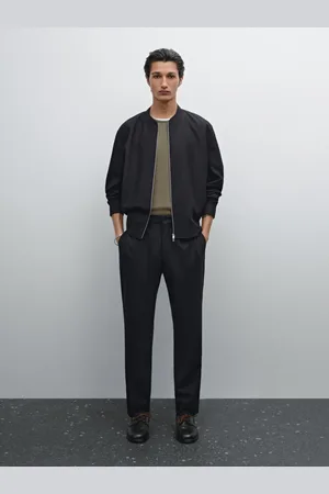 Massimo Dutti Chaqueta Bomber Sarga Con Lana