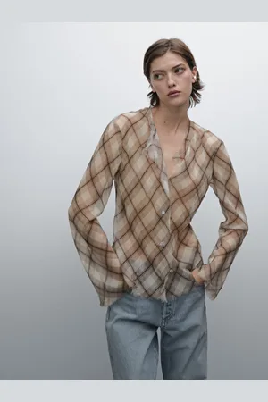 Massimo Dutti Camisa Cuadros Acabado Deshilachado