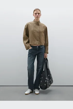 Massimo Dutti Chaqueta Bomber Cruzada 100% Lino