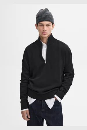 Massimo Dutti Jersey Punto Cuello Mock Cremallera Algodón