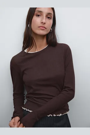 Massimo Dutti Camiseta Doble Detalle Rib Ondulado