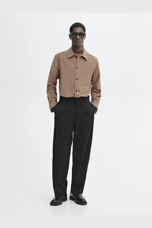 Massimo Dutti Pantalón Relaxed Fit Sarga 100% Algodón
