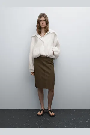 Massimo Dutti Falda Media Altura Piel Ante