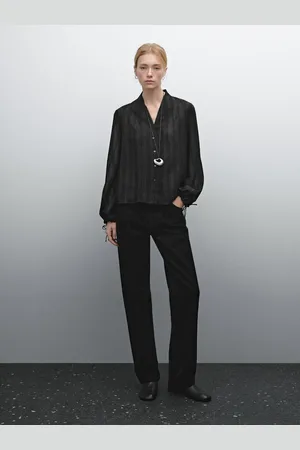 Massimo Dutti Camisa Rayas Fluida Satinada