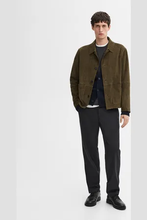 Massimo Dutti Cazadora Bolsillos Plastrón Piel Ante