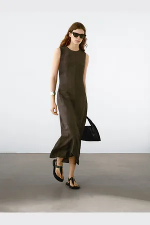 Massimo Dutti Vestido Midi Detalle Costuras