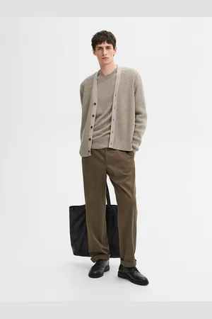Massimo Dutti Pantalón Sarga Straight Fit Con Algodón