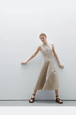 Massimo Dutti Vestido Midi Vuelo Popelín
