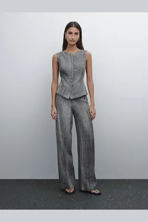 Massimo Dutti Pantalón Plisado 100% Lino