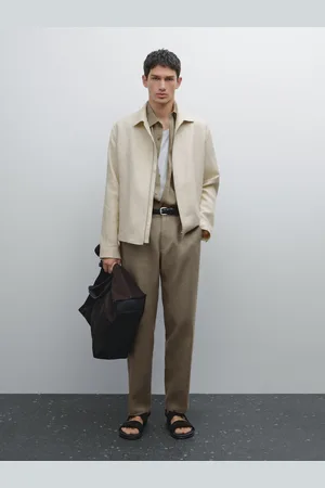 Massimo Dutti Pantalón Tapered Fit 100% Lino