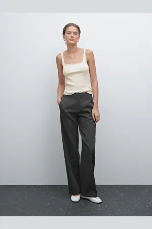Massimo Dutti Top Rib Voleado 100% Algodón