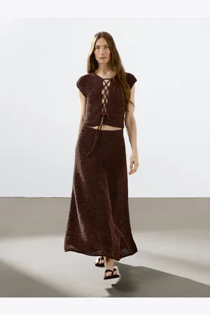 Massimo Dutti Falda Midi Crochet Mezcla Algodón