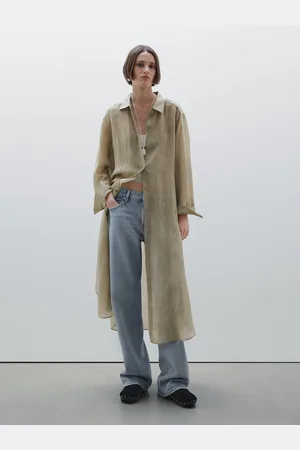 Massimo Dutti Blusón Semitransparente Con Ramio