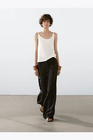 Massimo Dutti Top Tirantes Calado Con Lino
