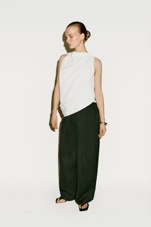 Massimo Dutti Top Fluido Drapeado Asimétrico