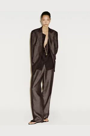 Massimo Dutti Americana Cruzada Lino Melange