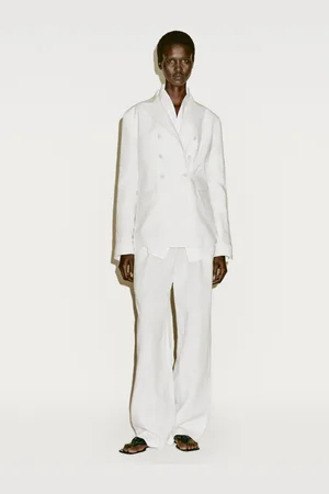 Massimo Dutti Americana Cruzada Ajustada Lino