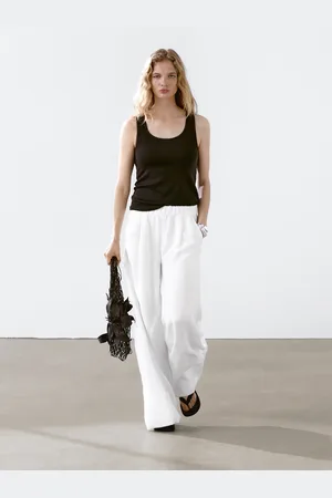 Massimo Dutti Pantalón Ancho Pespuntes Contraste