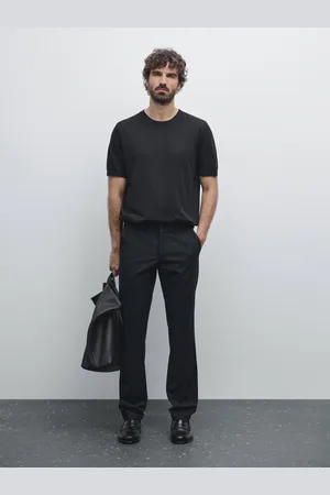 Massimo Dutti Pantalón Slim Fit Canvas Mezcla Algodón