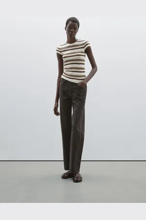 Massimo Dutti Camiseta Punto Calado Rayas