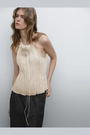 Massimo Dutti Top Halter Detalle Flor