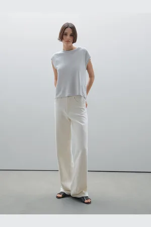Massimo Dutti Camiseta Ligera Rib 100% Lino