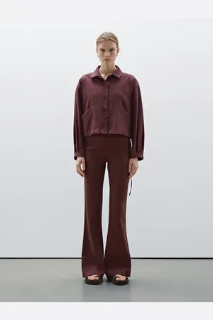 Massimo Dutti Pantalón Fluido Flare Mezcla Lino