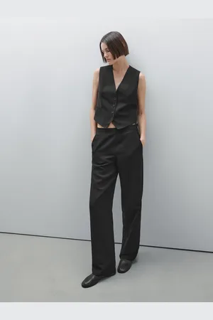 Massimo Dutti Pantalón Caja Limpia Con Lino