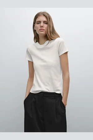 Massimo Dutti Camiseta Rib Manga Corta 100% Algodón