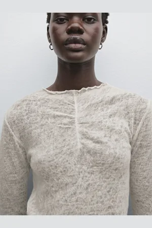 Massimo Dutti Camiseta Cuello Frunce 100% Lana