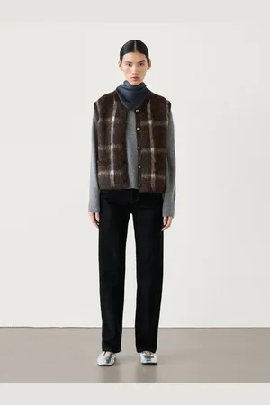 Massimo Dutti Chaleco Punto Cuadros Con Lana