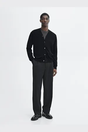Massimo Dutti Cárdigan Punto Cuello Pico Lana Merino