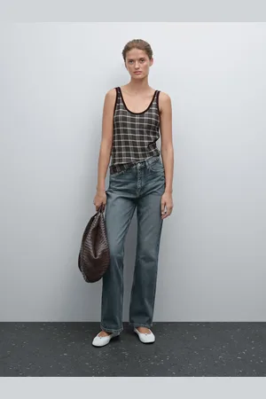 Massimo Dutti Top Punto Cuadros 100% Algodón
